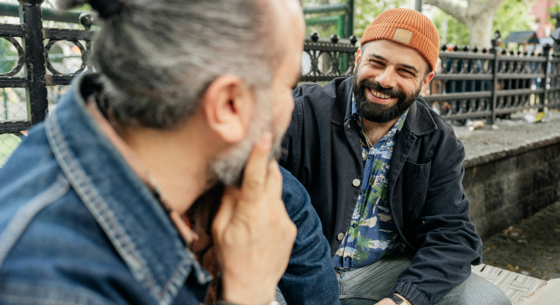 Two guys talking to each other