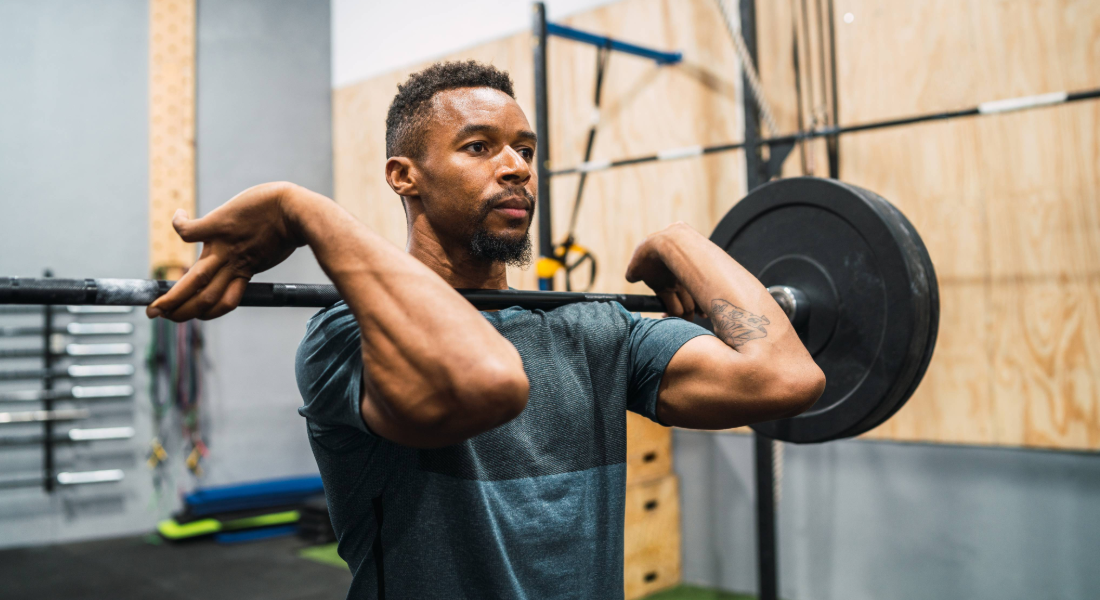 Man doing a barbell front squat